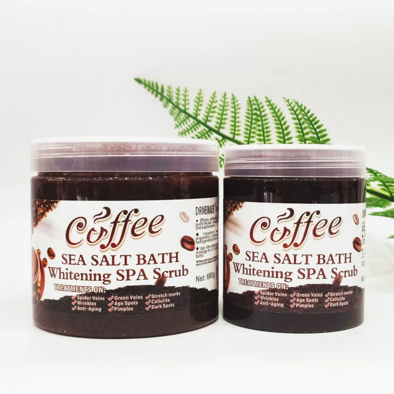 350g/680g Coffee Whitening Spa Scrub Bath Salts Exfoliating Body Scrub Deep Clean Dead Skin Moisturizing Bubble Wet Sea Salt