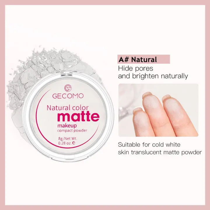 GECOMO Mattifying Compact Powder 12H Long Last Oil Control Silky Matt Makeup Setting Powder Translucent For All Skin Tones