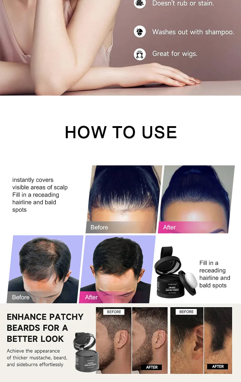 VERONNI Hairline Line Shadow Contouring Powder-Hair Repairing and Shadow Filling Powder Forehead Hairline Replacement Makeup