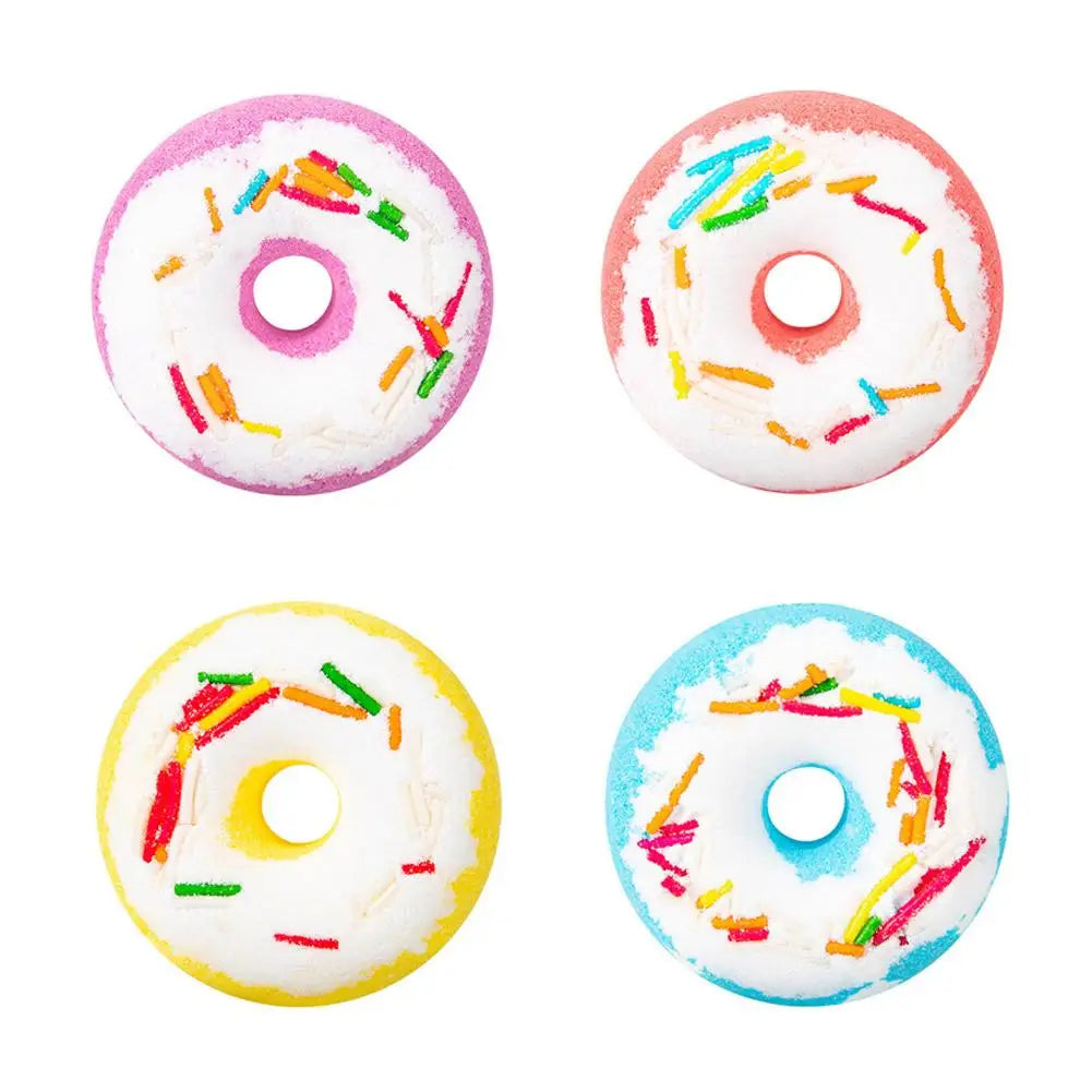 Donut Shaped Bath Salt with Moisturizing Oil, Fizzy Effervescent Bath Salt Ball for Relaxation, Skin Care Gift for Women