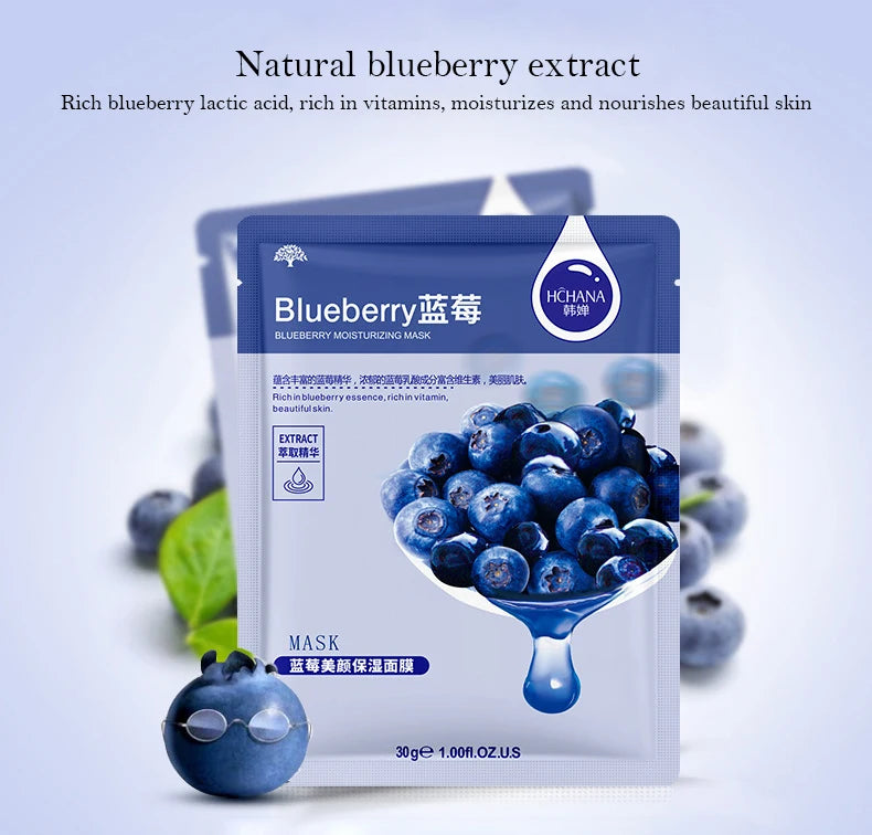 10pcs Natural Plant Facial Mask Moisturizing Oil Control Anti-Aging Fruit Aloe Korean Sheet Face Mask Beauty Skin Care Prodcuts