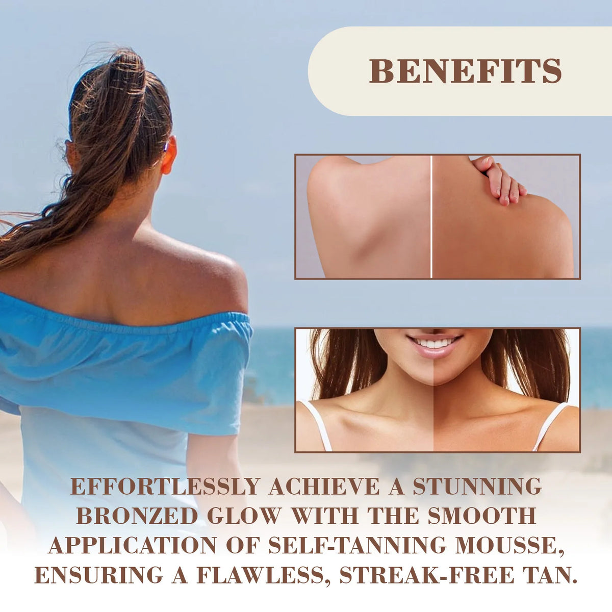 EELHOE Self-Tanning Mousse Care Body Bronzer Lotion Suntan Lotion Sunbed Tanning Accelerator Skin Moisturizing Self Tanner Spray