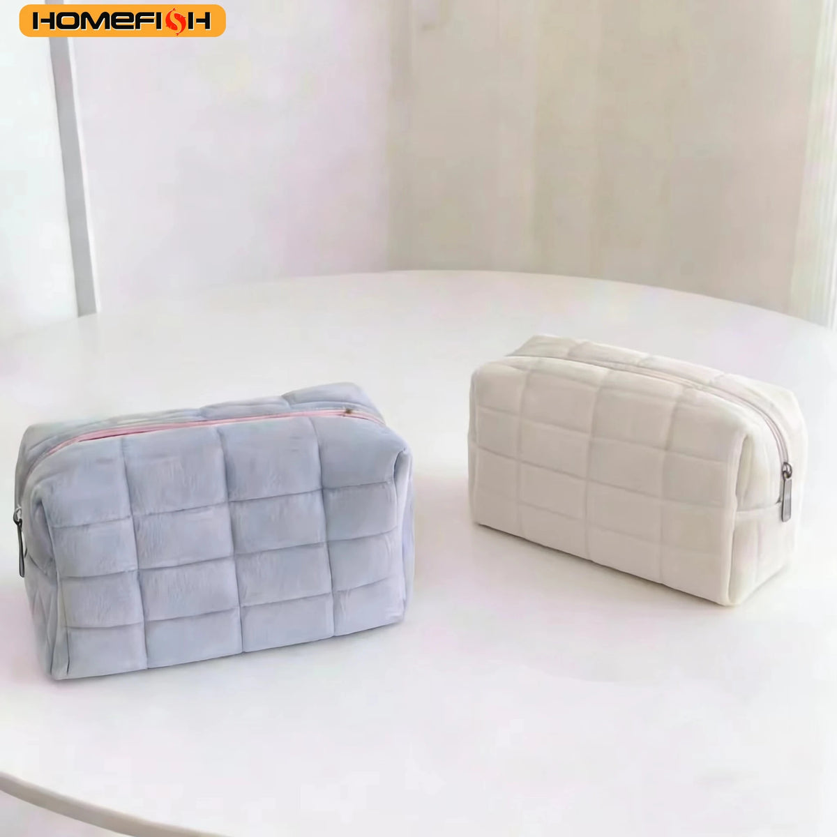 HOMEFISH Stylish Large‑Capacity Pillow‑Shaped Storage Bag, Portable Multifunctional Cosmetic & Pen Pouch For Women Daily Carry