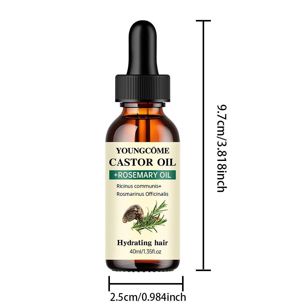 Mix Castor Oil and Rosemary Oil for Hair Growth,Reduce Hair Loss and Split Ends Hair Care Oil,Anti-Aging Support,hair Repai