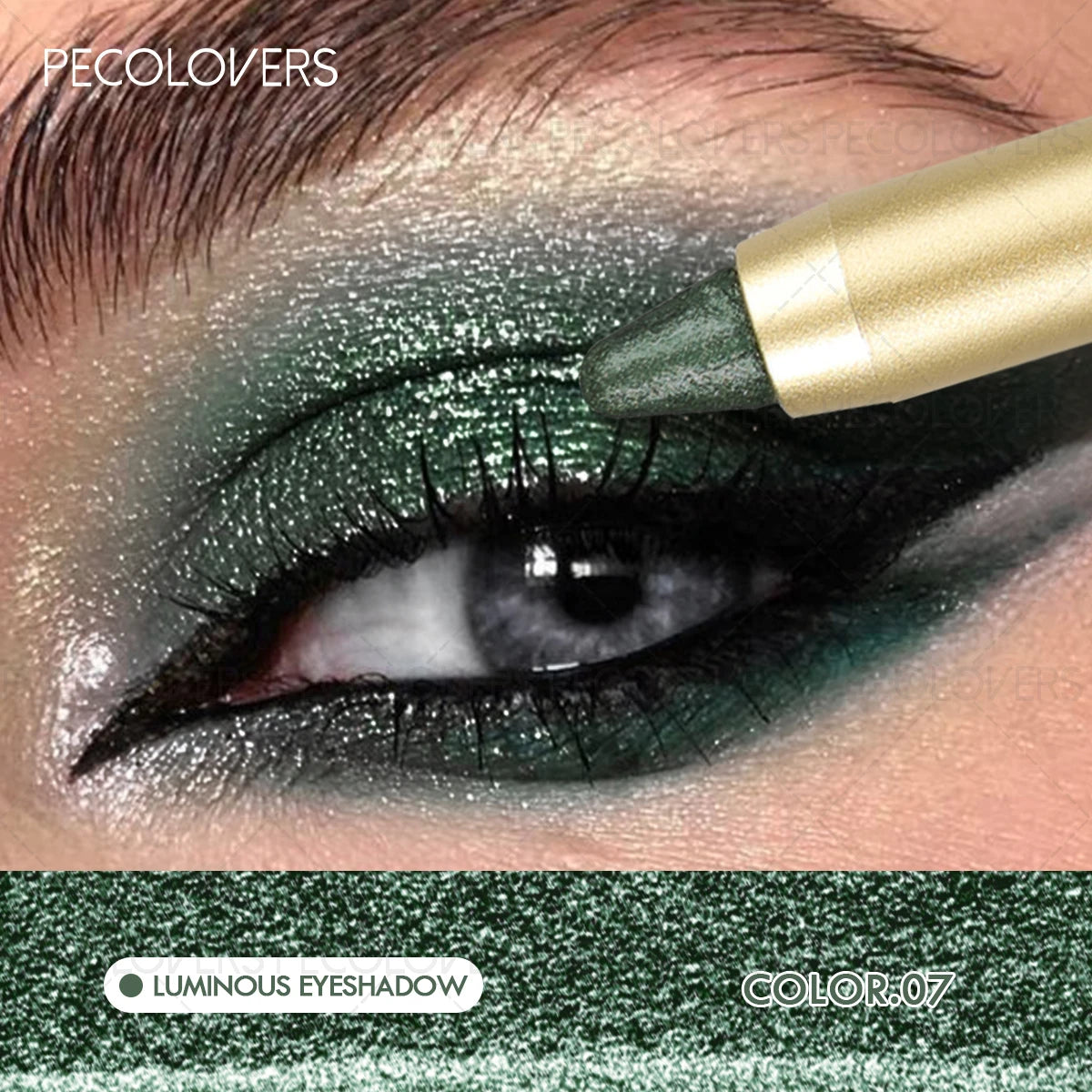 Smudge-Proof & Waterproof Eyeshadow Stick,Dual-Ended Eye with Shadow Stick,Sponge Brush,Glitter & Matte Finishes