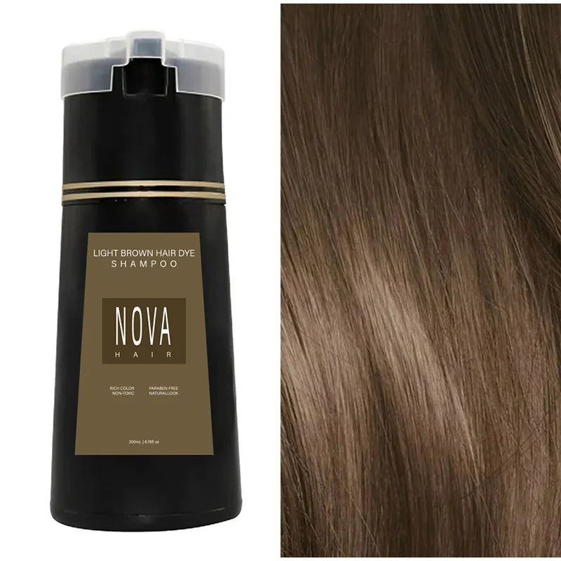 Nova Hair Dyeing Shampoo Hair Instant Dye 3-in-1 Shampoo Men Women Fluffy Oil Control Hair Care Products Nourish Hair Shampoo