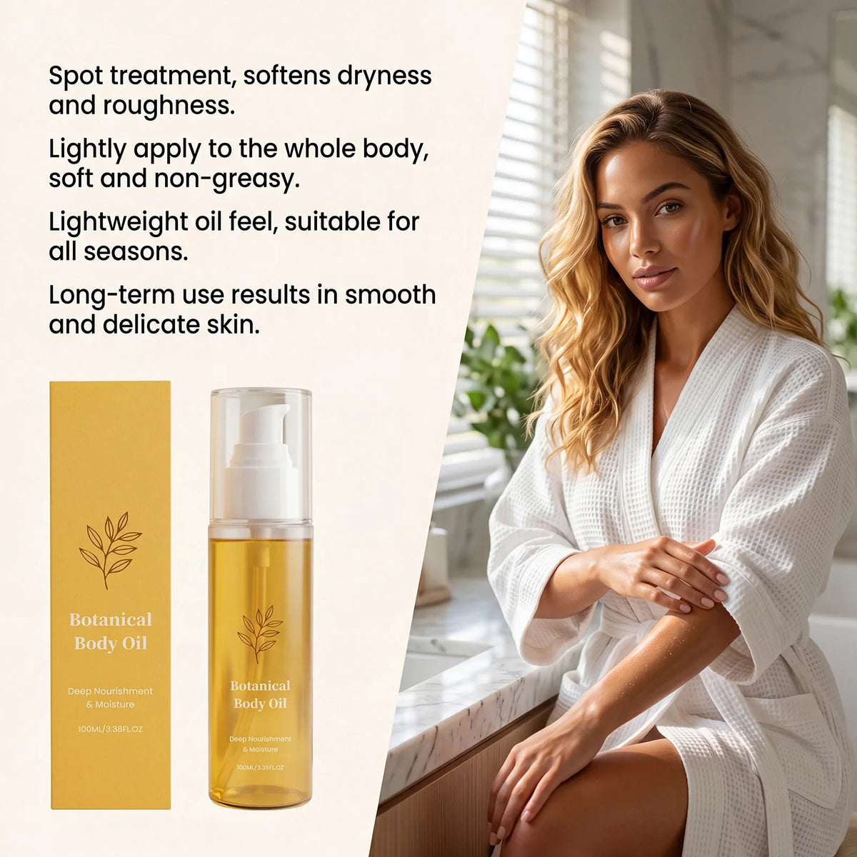 Natural Botanical Body Oil Deep Moisturize Relief Skin Seasonal Dryness Organic Body Oil With Brazil Nut & Passionflower Seed
