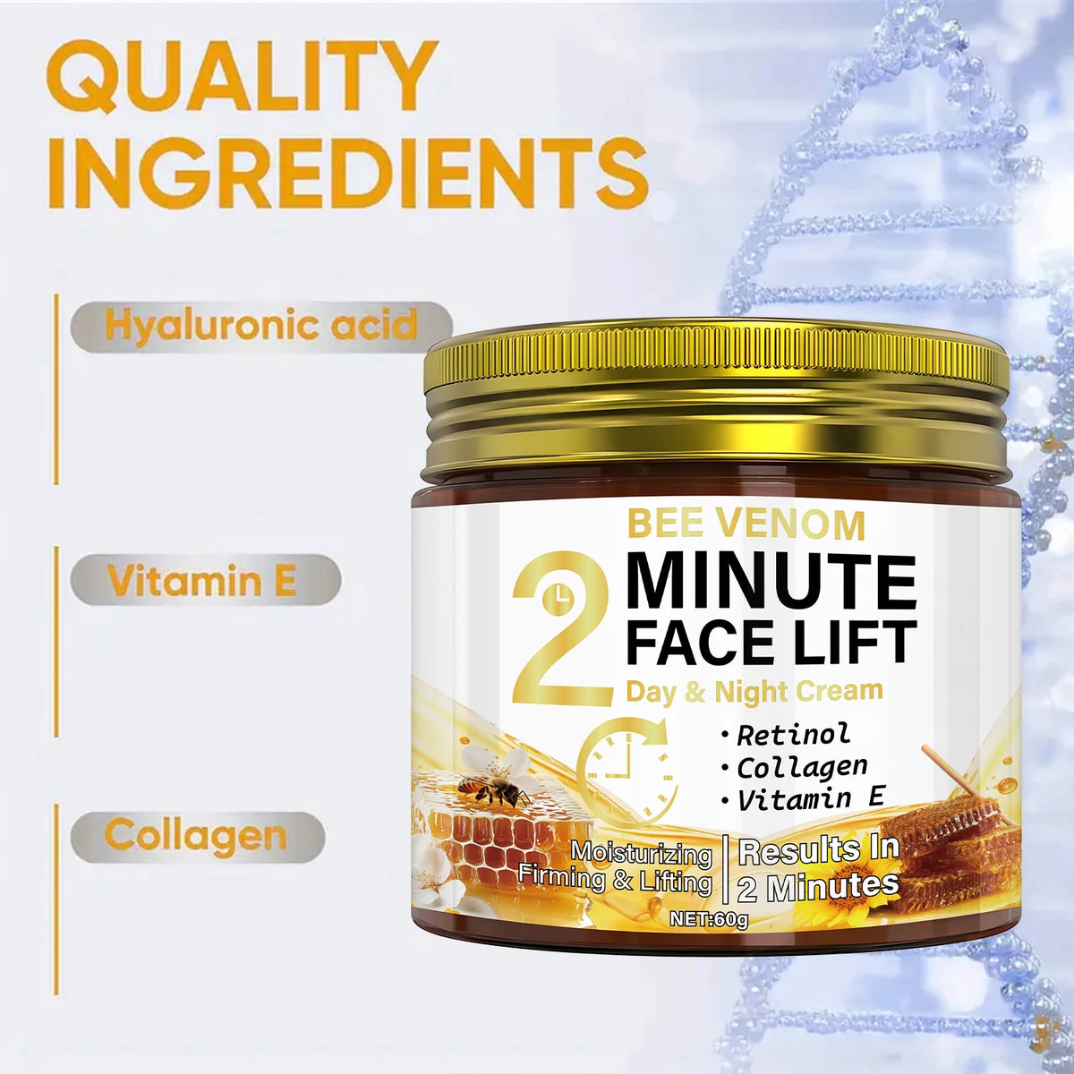 Bee Venom Anti-Aging Day & Night Cream with Retinol & Collagen - Intense Moisturizing & Firming Face Lift Treatment