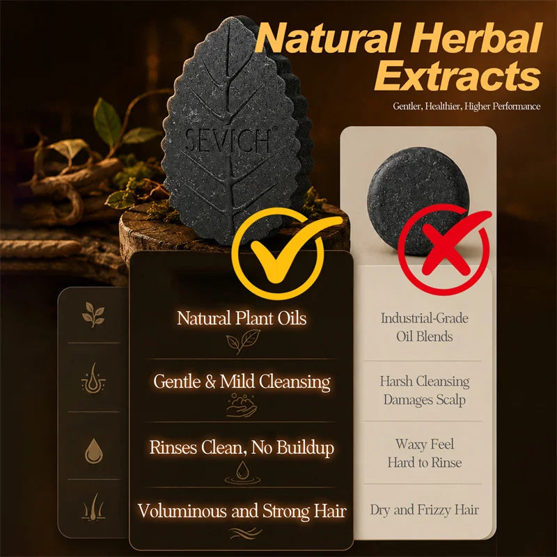 SEVICH Natural Black Shampoo Bar 120g Solid Hair Soap Herbal Anti Dandruff Oil Control Scalp Care Daily Use Strengthen Roots