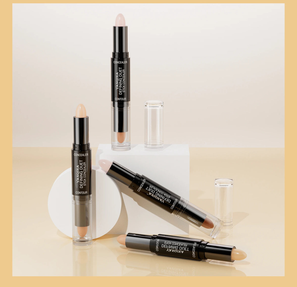 Contour Stick Duo, Double-Ended Highlight and Shadow Cream, Waterproof Full Coverage Concealer, Natural Finish Makeup for All Sk