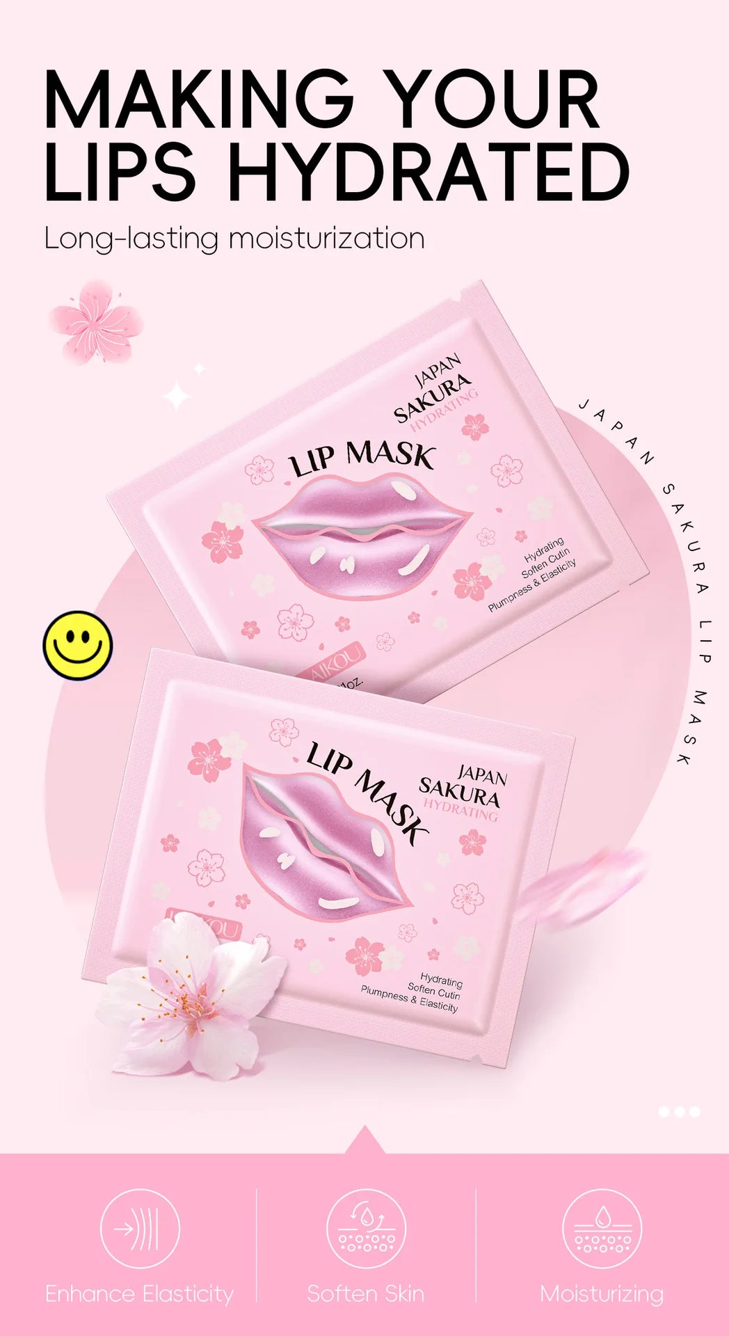 Japan Sakura Collagen Lip Mask Hydrating Plumping Treatment For Dry Lips Repair Gel Pads Night Care Essential