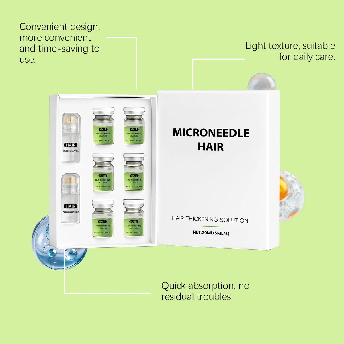 Nourishing Scalp Hair Serum Microneedle Roller Kit Reduce Hair Loss Strengthen Hair Roots Daily Care.