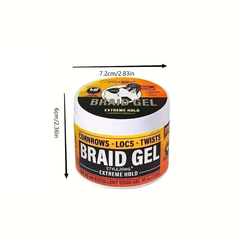 Extreme Hold Braid Gel - Styling Hair Wax for Cornrows, Locs, Twists and Fashionable Braids