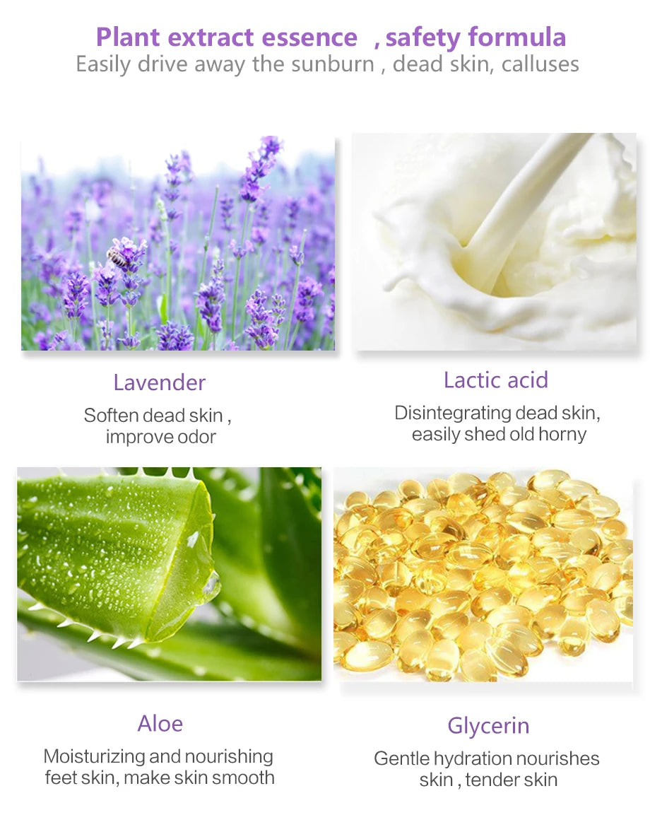 Lavender & VC Foot Peeling Mask Exfoliating Heels Calluses Remove Foot Patches Dead Skin Remover Pedicure Socks Foot Care 1Pair