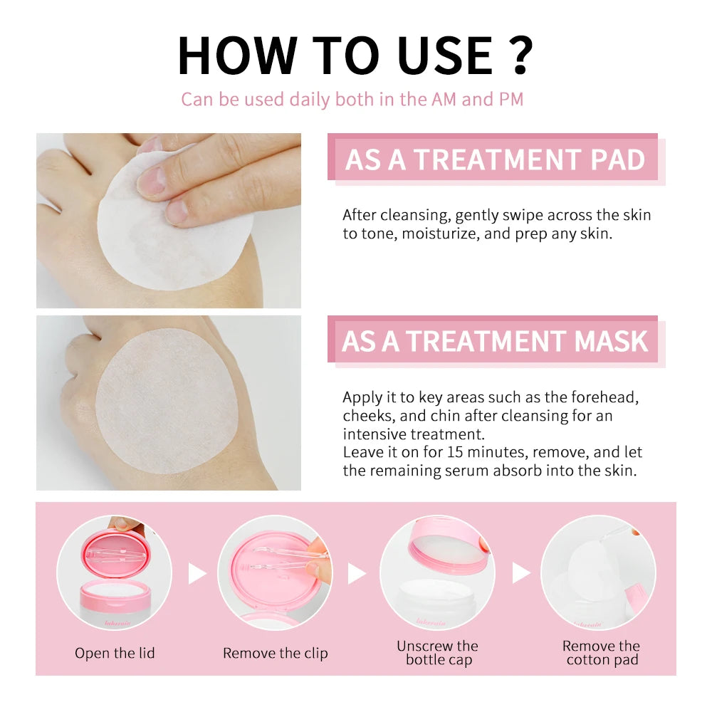 80 Sheets/ 100ml Toner Cotton Pads For All Skin Types, Tighten Skin Improve Fine Lines, Calm Balance Acne And Sensitive Skin