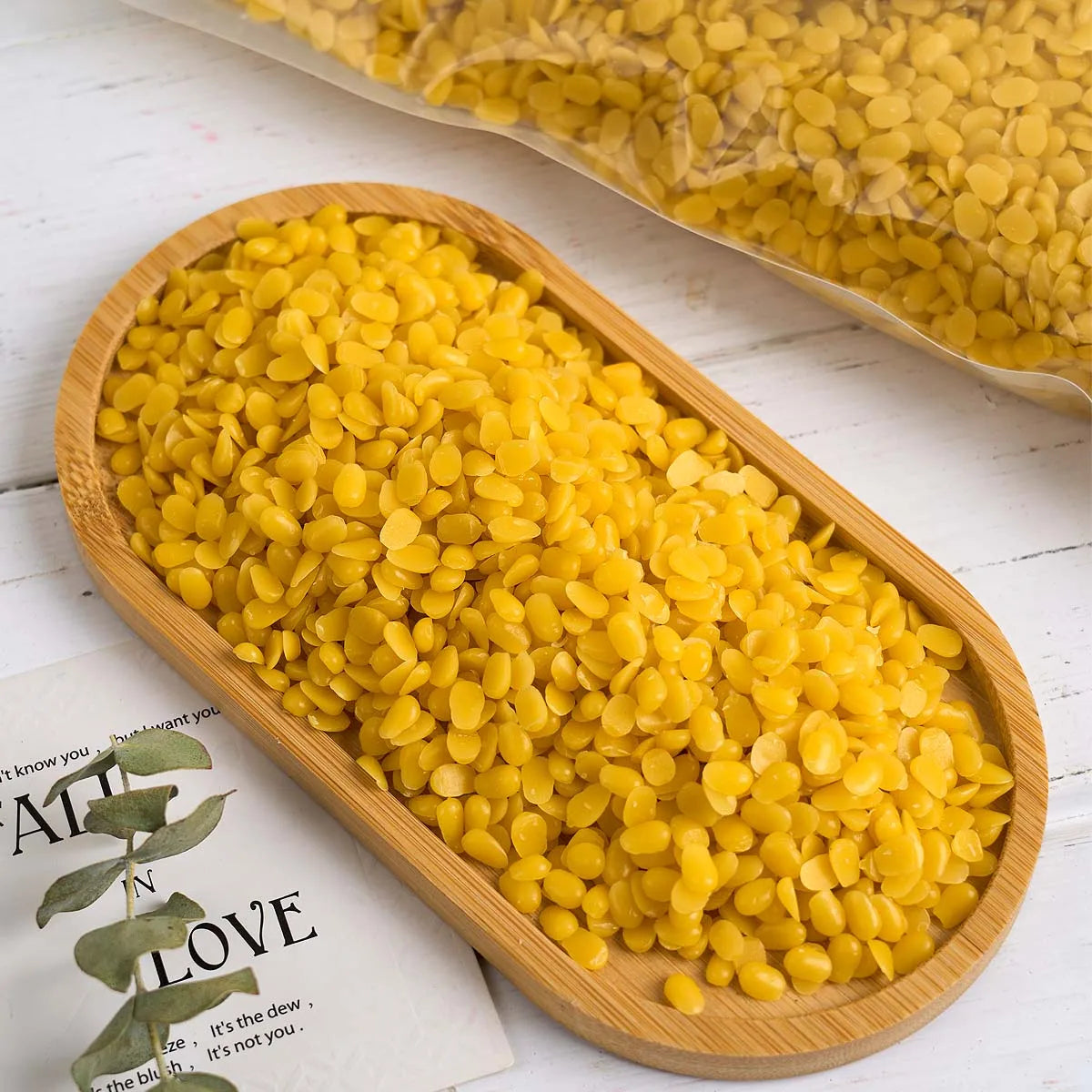 1LB Yellow And White Beeswax Pure Natural Granular Scented Candle Material DIY Soy Wax Smokeless Wicks Craft Making Supplies