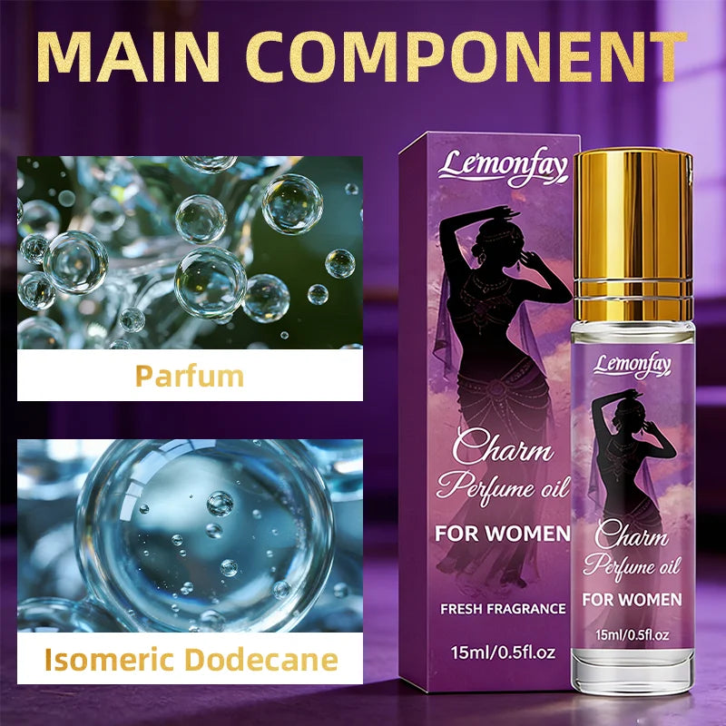 Lemonfay Charm Perfume Oil For Women | Fresh Feminine Fragrance | Long-Lasting Portable Roll-On Aromatherapy Scent 15ml