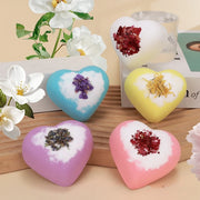 80g Heart Shape Bath Salt Dried Flower Fizzy Salt Ball Essential Oil Aromatherapy Spa Bubble Bath Soak Hotel Luxury Bath Gift
