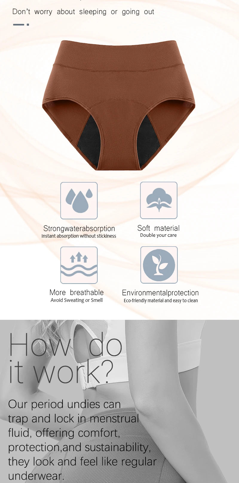 3 Layers Menstrual Panties Absorption Maternity Physiological Incontinence Breathable Briefs Waterproof Period Women Underwear