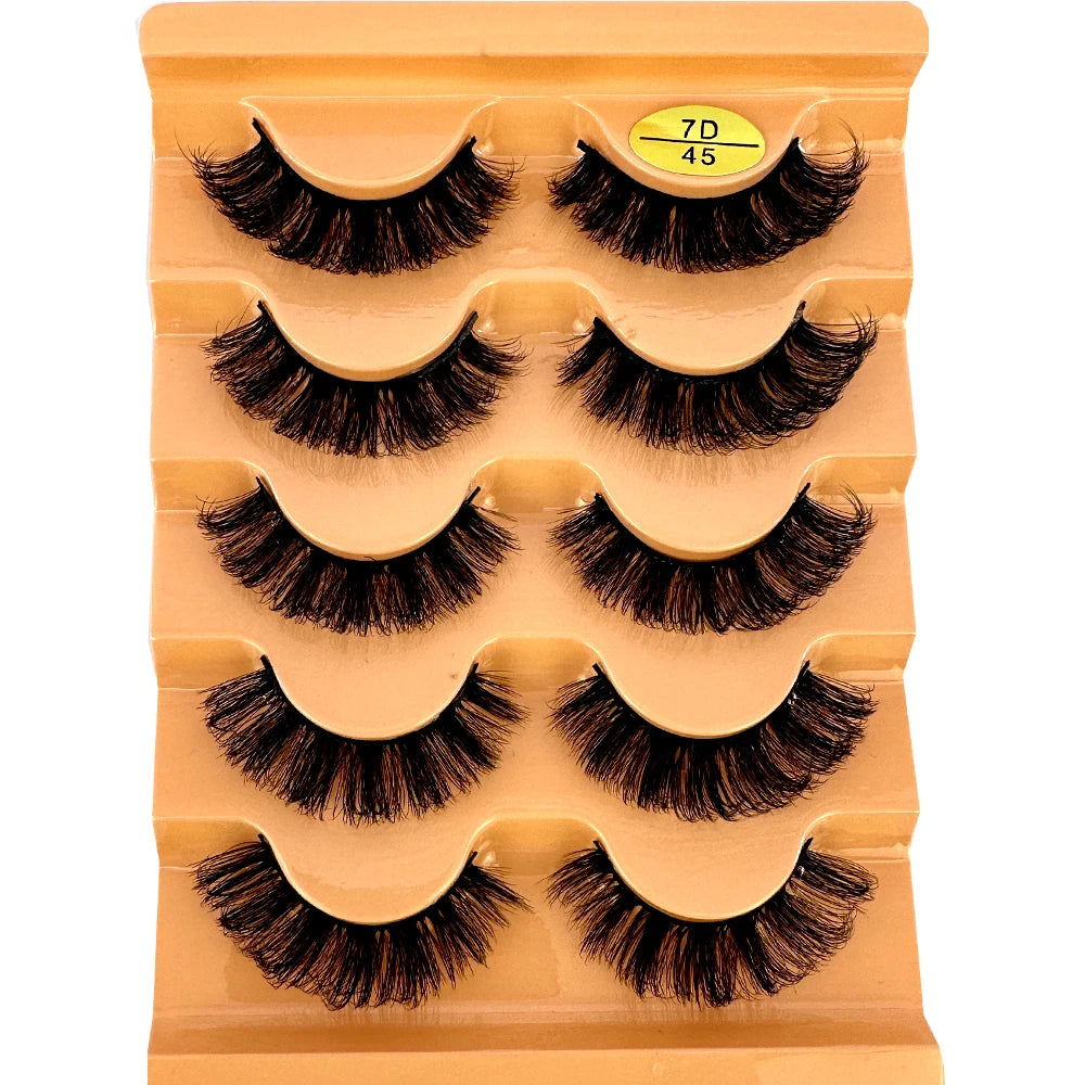 Cat Eye Eyelashes 3D Natural False Lashes D Curl Fluffy Soft Cross 5 Pairs Manga Lashes Wispy Natural Eyelash Extension Makeup