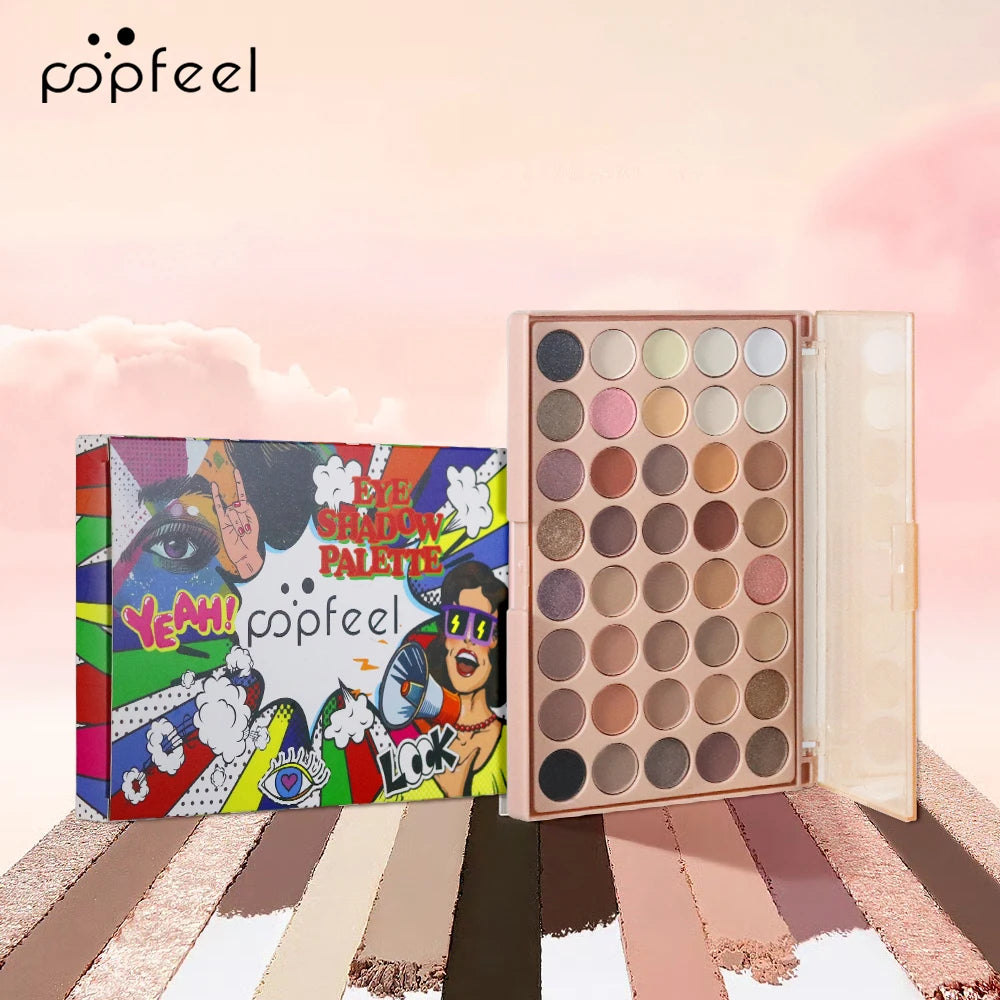 POPFEEL 40 Color Earth Tones &Rainbow Shades Eyeshadow Palette -Long-Lasting, Highly Pigmented, Smooth Matte and Shimmer Finish