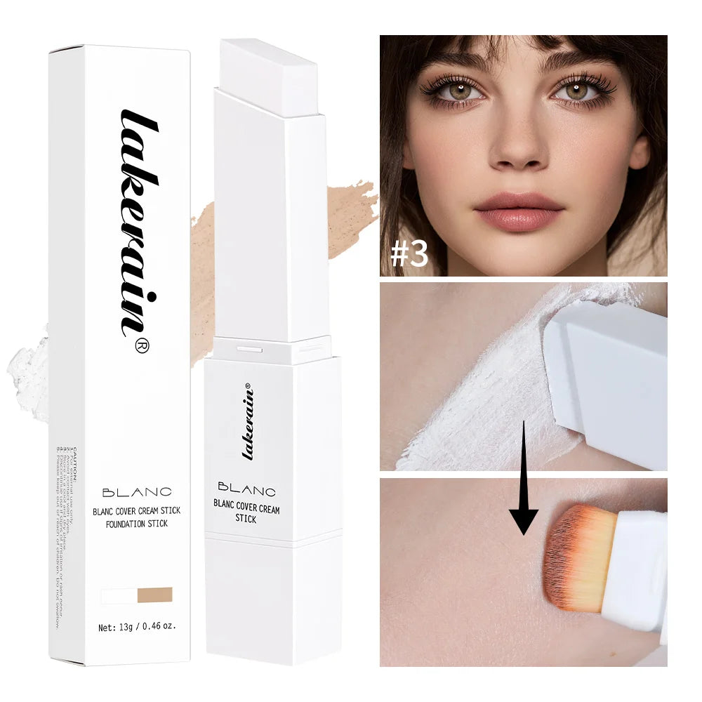 Foundation Stick Color Changing Foundation with Detachable Brush Blanc Cover Cream Stick Changing Hight Coverage Base Makeup