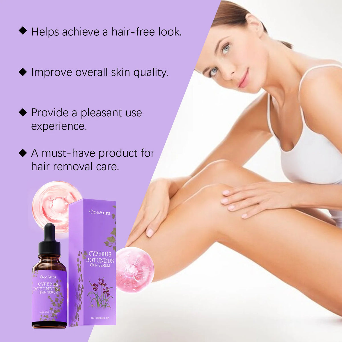 OceAura Pure Cyperus Rotundus Oil for Hair Removal Anti Hair Growth Inhibitor Moisturizing Skin Care Cyperus Hair Removal Oil