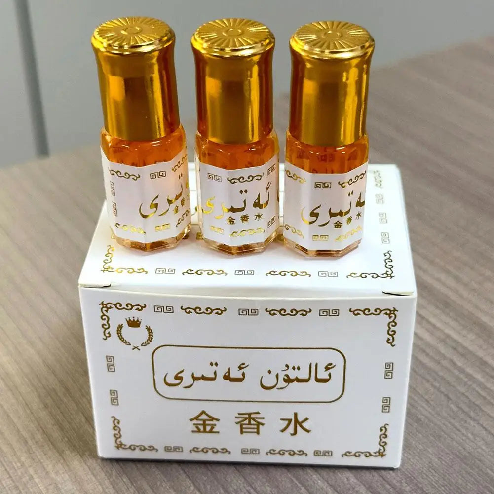 1/3/5pcs 3ml Golden Ball Parfum Mini Portable Middle East Arab Milky Fragrance Floral Scent Lasting Date Exotic Eau De Toilette