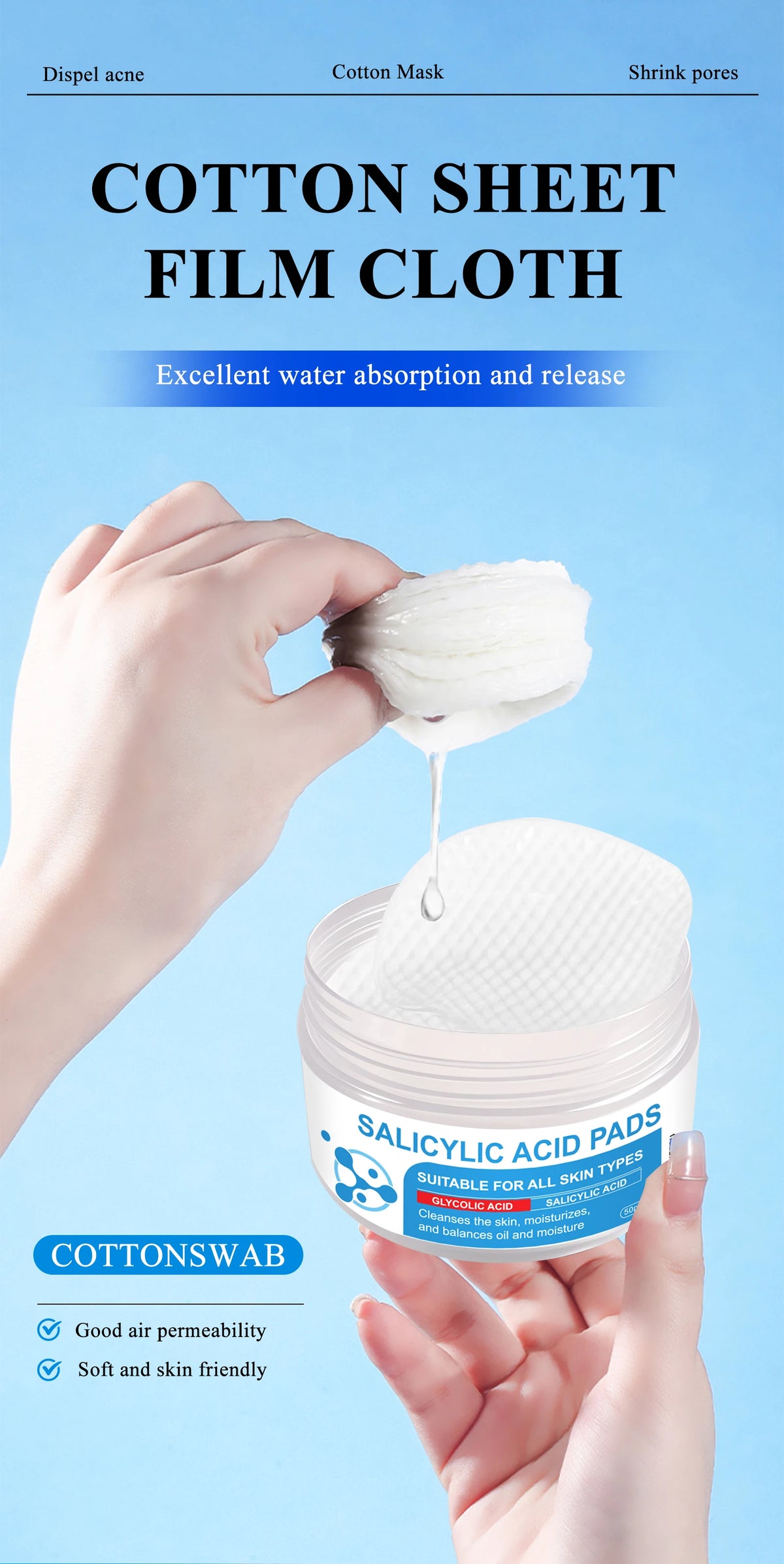 These Dual-Effect Facial Toner Pads Contain 4.5% AHA Lactic Acid and 0.45% BHA Salicylic Acid for Exfoliation Skincare