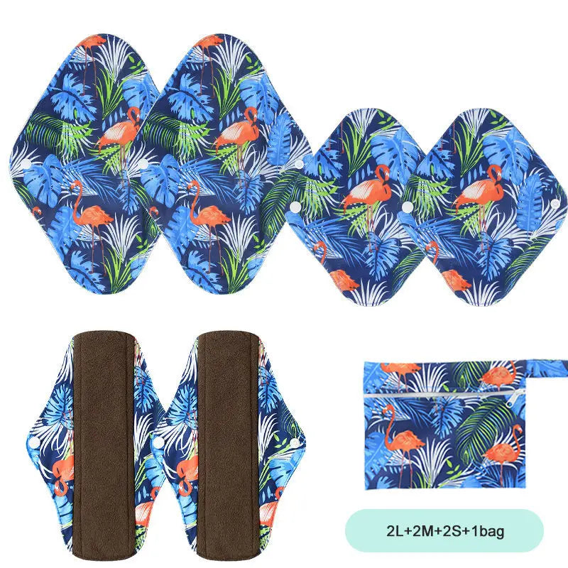 Reusable Organic Cotton Menstrual Pads Sanitary Napkins Washable Menstrual Sanitary Pad Women Cloth Menstrual Pad Period Pads