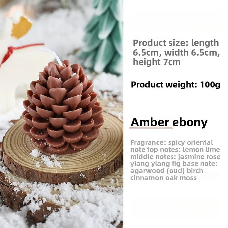 1PC Christmas Pine Cone Fragrance Candle Handmade Creative Soybean Wax Pine Cone Ornament Pendant Ins Wind Decoration