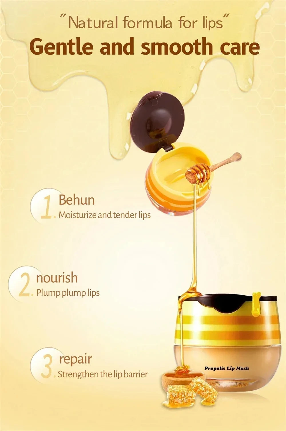 5.5g Lip Sleep Mask Night Sleep Maintenance Moisturizing Lip Gloss Bleach Cream Nourishing Lip Care Strawberry Honey