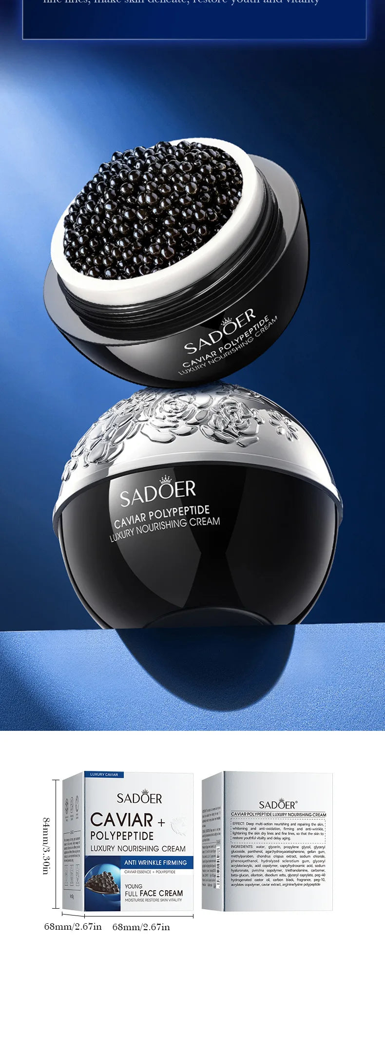 Caviar Firming Face Cream Deep Hydrating Soften Lifting Fine Lines Around Eyes  Area Boost Skin Elasticity Moisturizer Skin Care