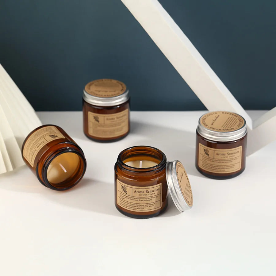 1pc Brown Glass Cup Aromatherapy Candle Smokeless Scented Candle Suitable for Home Decoration Birthday Valentine's Day Gift