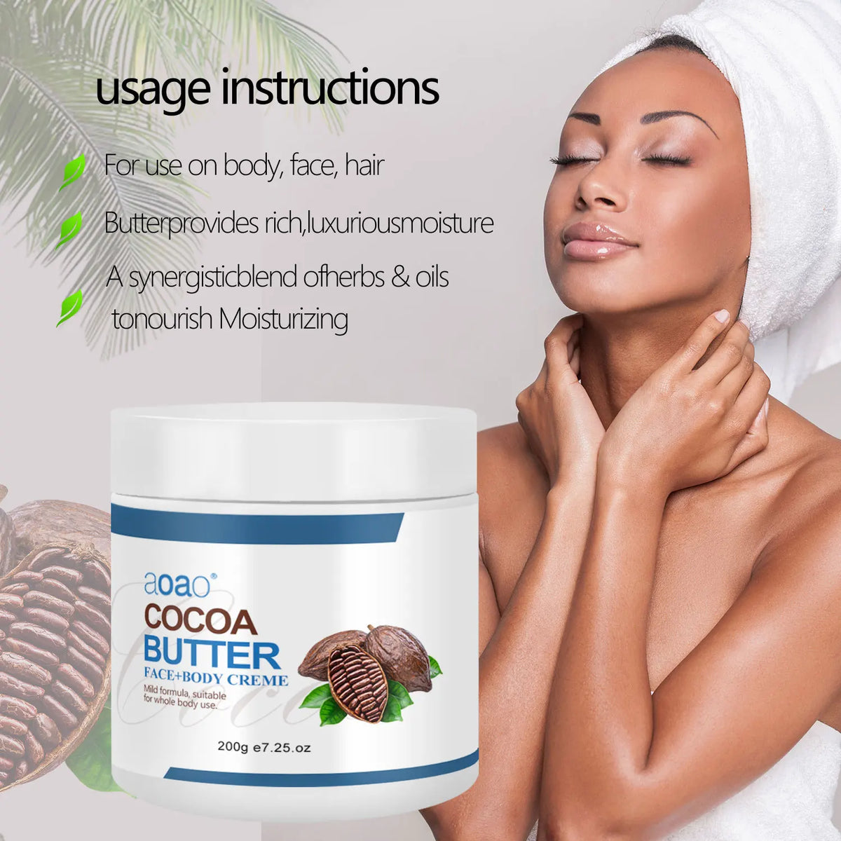 Shea Butter Body Cream - Coconut & Cocoa Butter Formula,   Suitable for All Skin Types, Hypoallergenic with Vitamin E