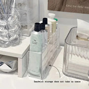7-Slot Transparent Plastic Cosmetic Organizer Multi-Functional Makeup Holder for Home Office Bathroom Dressing Table Sorting