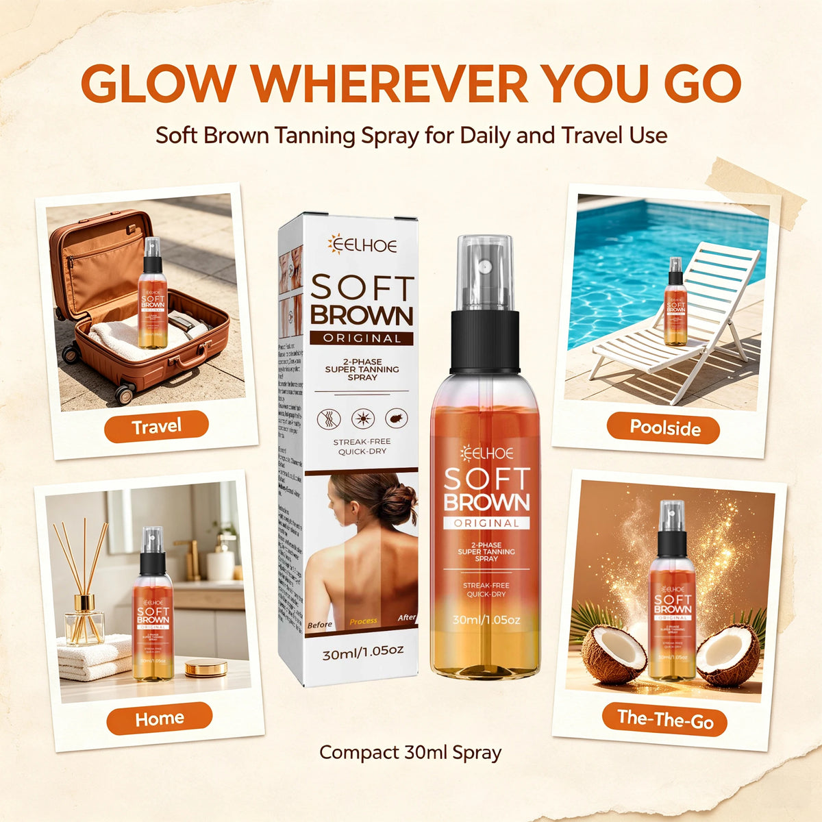 2-Phase Body Tanning Spray Natural Plant Extract Fast Absorption Refresh Non-Greasy Quick Dry Streak-Free Self Tanning Mist For Natural Bronze Glowing Sun-Kissed Skin Summer Beach Moisturizing Tanning
