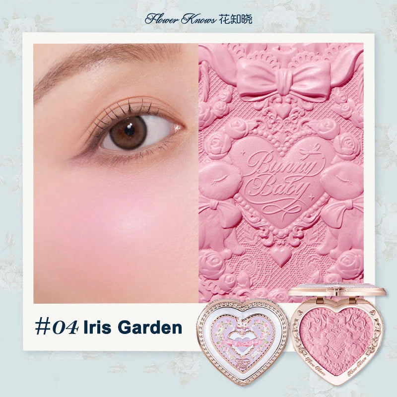 Flower Knows Bunny Garden Embossed Blush Soft Matte Long Lasting Natural Glow Waterproof Buildable Cheek Powder Vegan Makeup