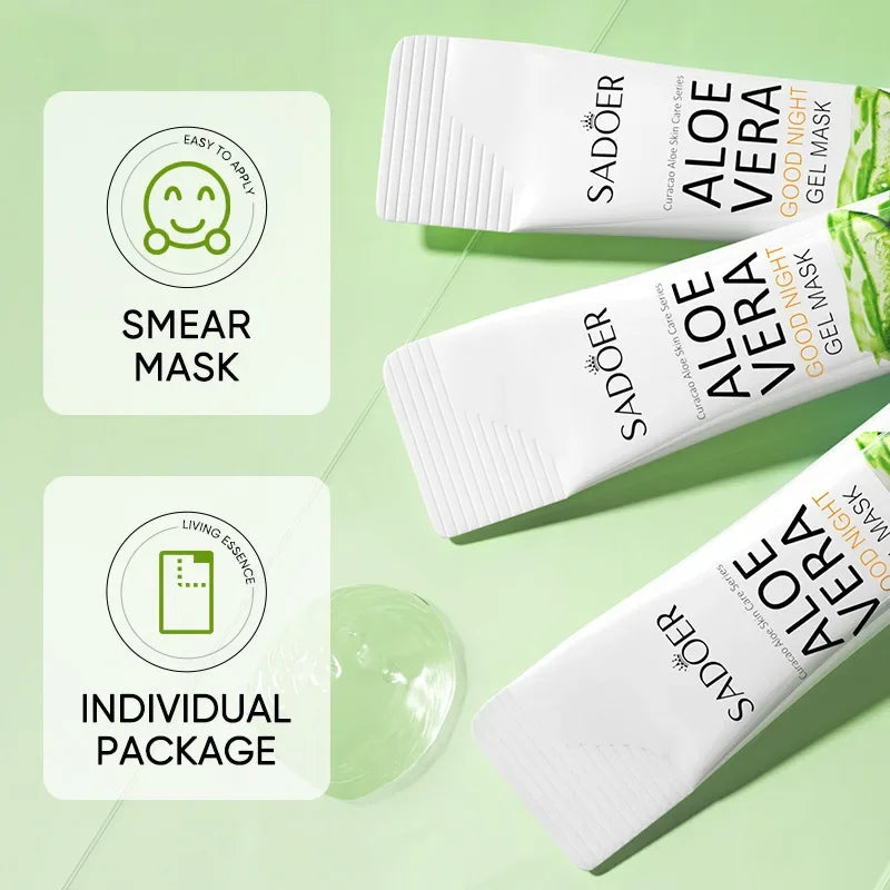 20Pcs Sadoer Aloe Vera Sleeping Facial Masks Moisturizing Anti-Wrinkles Hydrating Anti-Aging No Wash Face Mask Facial Skin Care