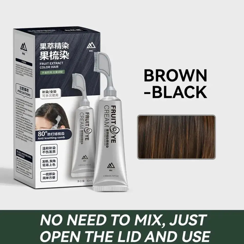 Fruit Hair Dye Cream Plant Extract Hair Dye Essence with Comb Hair Dye Shampoo Botanical Bubble Hair Dye Hair Color Non-Damaging