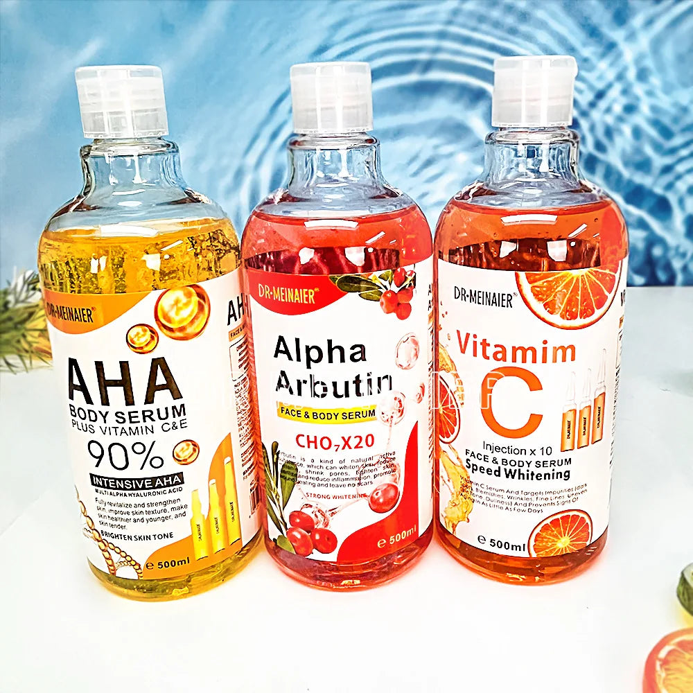500ML Vitamin C AHA HYALURONIC& NICOTINAMIDE Face Serum Spots Eraser Corrector Whitening Moisturizing Lightening Body Cream 4