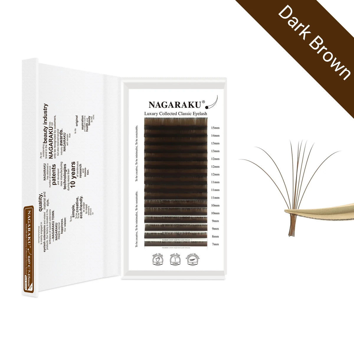 NAGARAKU Luxury Classic Eyelash Matte Black Dark Brown 100% Hand Made 3rd Classic Eyelash 16rows Individual Soft Natural