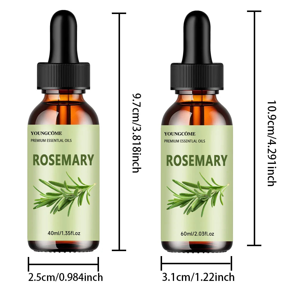 YOUNGCOME Natural Rosemary Essential Oil, Repairs Damaged Hair Improves Quality Moisturizes Hair Care Oil Suitable for Hair, Bod