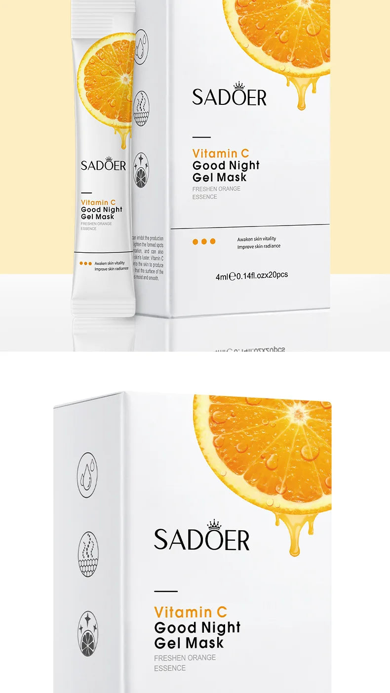 30pcs SADOER Vitamin C Sleeping Facial Masks Face skincare Moisturizing Whitening Anti Wrinkle Hydrating Face Mask Skin Care