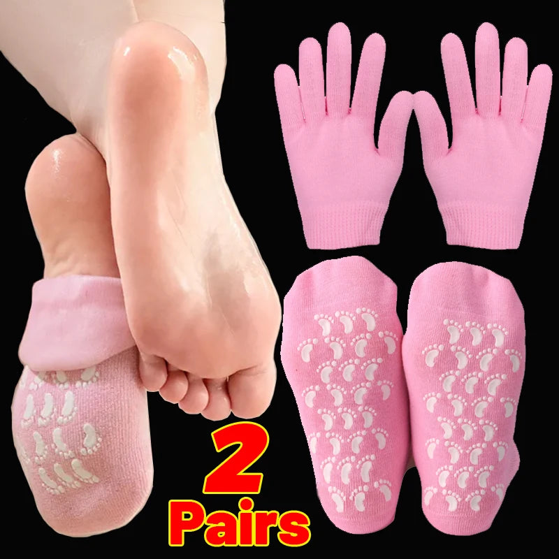 Reusable Silicone Moisturizing Mask Socks Exfoliating Anti Crack Protective Gloves Dry Dead Skin Remover Tools Hand Foot Care