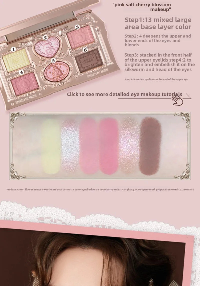 Flower Knows SWEETIE BEAR Highly Pigmented Eye Makeup Palette Eye Shadows Long Lasting Matte Shimmer Finish Cosmetics Gift Kit