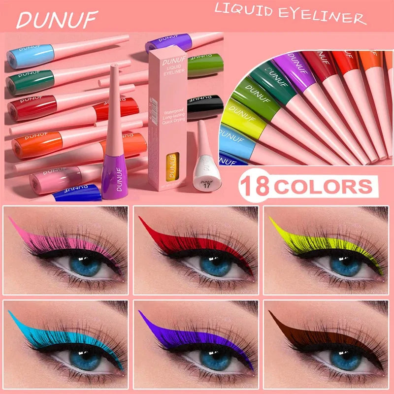 Matte Dark Green Liquid Eyeliner Pencil Waterproof Makeup Colorful Liquid Eye Liner Ultra-thin Long-Lasting Quick-Dry Eye Liner