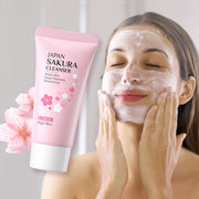 LAIKOU Japan Sakura Cleanser Gentle Deep Cleaning Oil Control Moisturizing Shrink Pores Face Skin Care Skin Cleanser 50g