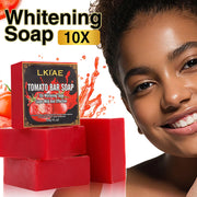 LKIAE Organic Fruit Tomato Whitening Soap, Lightening, Reduce Dark, Black Spots, Even Skin Tone, Clean Skin, Exfoliation, 200g