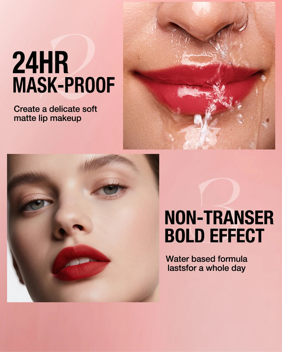 Integrated waterproof lipliner+lipstick lipstick lipstick set,no smudge,no fade,no cup,durable,easy to create a perfect makeup!